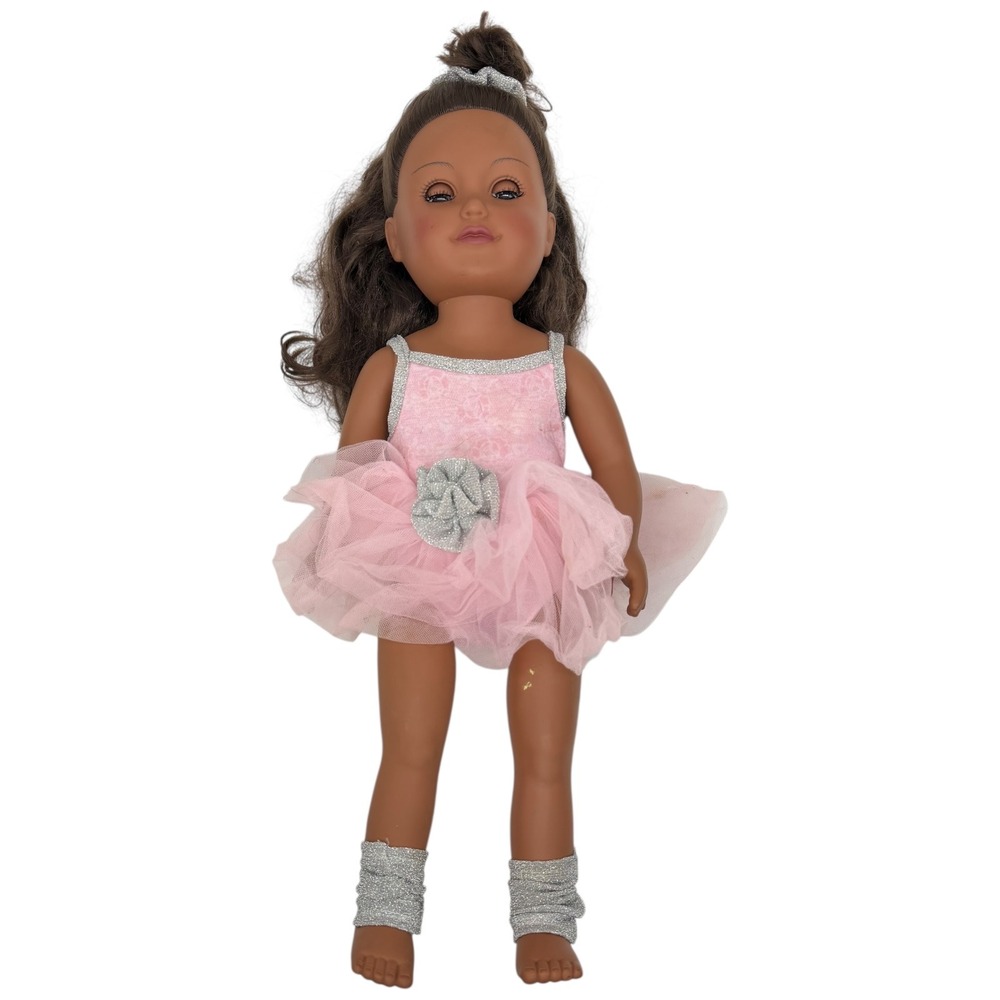 18" Fashion Doll Pink Ballet Tutu Dress‎ Brown Hair Used Girl Doll
